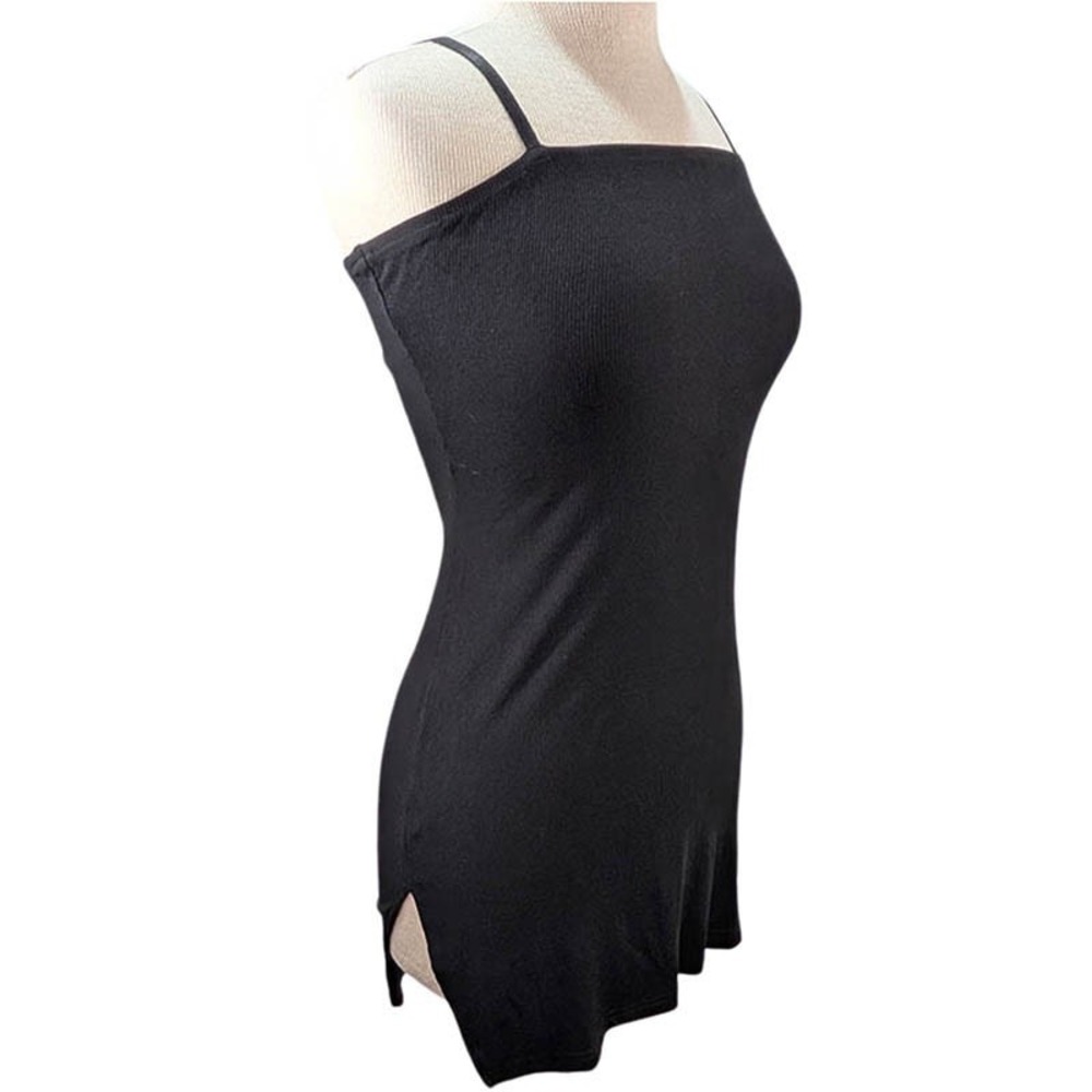 NEW CBR Camisole Slip Mini Dress Womens M Black 90s Grunge Bodycon Goth Ribbed